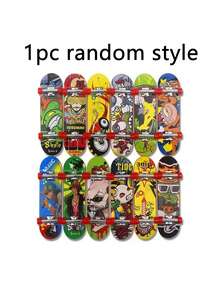 1Pc Finger Skateboard Game(Skateboard Pattern And Skateboard Wheel Color Random), Outdoor Game Set,Ramp Set, Mini Finger Skateboard ,Park Ramp Kit ,Fingerboard Half Pipe, Ultimate Parks Training Props Accessories - Multicolor - View 7