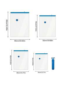 5-Piece Vacuum Transparent High-Quality Compressed Storage Bag, Suitable For Portable Storage Of Travel Essentials, Clothes, Bedding, Blankets, Quilts, Etc. Manual Vacuum Pump Compression Bag Set. - Multiple Specifications - View 11