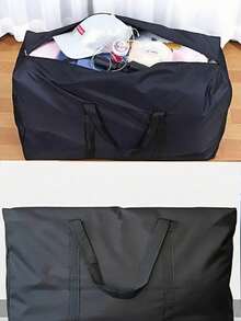 1Pc Extra Large Waterproof Oxford Handled Storage Bag -Lightweight Portable Moving Packing Organizer For Travel, Seasonal Home Decor - Black - Moving Bag 1 - View 9