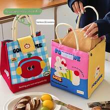 1 buah Tas Bekal Kawaii Kotak Bekal Lucu untuk Wanita Tas Bekal yang Dapat Digunakan Kembali Tas Tangan Tas Pendingin untuk Piknik dan Kerja - MultiWarna - View 6