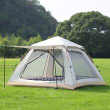 2 In 1 Camping Tent With Removable Canopy Awning, Automatic Instant Setup Waterproof Windproof Tent, Portable Foldable Sun Shelter Tent For Outdoor Camping Picnic Backpacking Travel Family - A - View 5