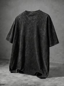 BATMAN X SHEIN Manfinity EMRG 男士圓領休閒日常穿著雪洗水色 T-shirt - 黑色 - 查看 3