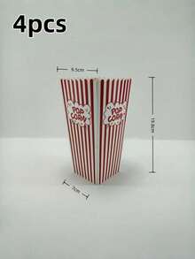 2/4/8 Popcorn Containers. Featuring A Red And White Striped Design, This Classic Retro-Style Popcorn Bucket Is Perfect For Movie Nights, Parties, And Other Occasions, Making It An Excellent Choice For Party Supplies. - Multicolor - View 8