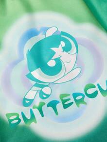 THE POWERPUFF GIRLS X PETSIN 1件酷大眼女孩字母印花渲染綠色寵物T恤，運動分體風格，親膚透氣，適合室內遊戲或戶外活動跑步 - 彩色 - 查看 5