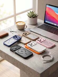 Translucent Matte Camera Protection Magnetic Wireless Charge Phone Case Compatible With IPhone 17 ProMax 17Pro 17Air 17 16 15 14 13 12 11 Pro Max Armor Plus Back Cover - bright orange - View 4