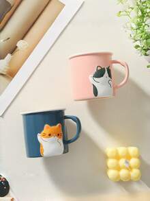 Cute Cat Ceramic Mugs, Couple Style, High-Appearance Water Cups, Gifts For Girls, Cartoon Creative Breakfast Cups - Multicolor - View 10
