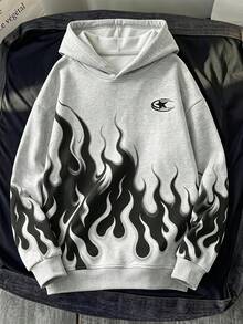 Tween Boy Flame Print Sweatshirt - Black - View 3