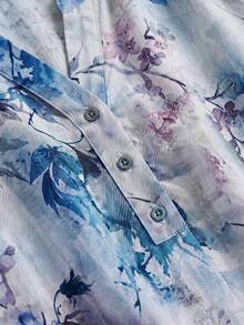 Al Najma Women's Elegant Commuter Floral Print Arabian Dress - Blue - View 6