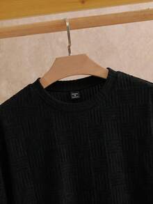 HIMLAND Camiseta de hombro caído de corte holgado para hombre en color liso - Gris Oscuro - Ver 2