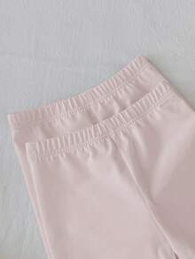 SHEIN 女童兒童春夏細肩帶上衣與短褲套裝 2件式內衣套裝 素色與多色可選 - 淺粉色 - 查看 5