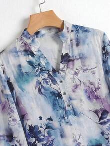 Al Najma Women's Elegant Commuter Floral Print Arabian Dress - Blue - View 4