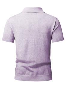 Claim Dot Men's Solid Color Casual Versatile Daily Wear Knit Top - Purple - View 2