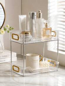 Desktop Cosmetic Storage Box, Skincare Organizer, Bathroom Counter Storage Rack, Luxury Home Floor Storage Shelf For Vanity - multicolor - View 2
