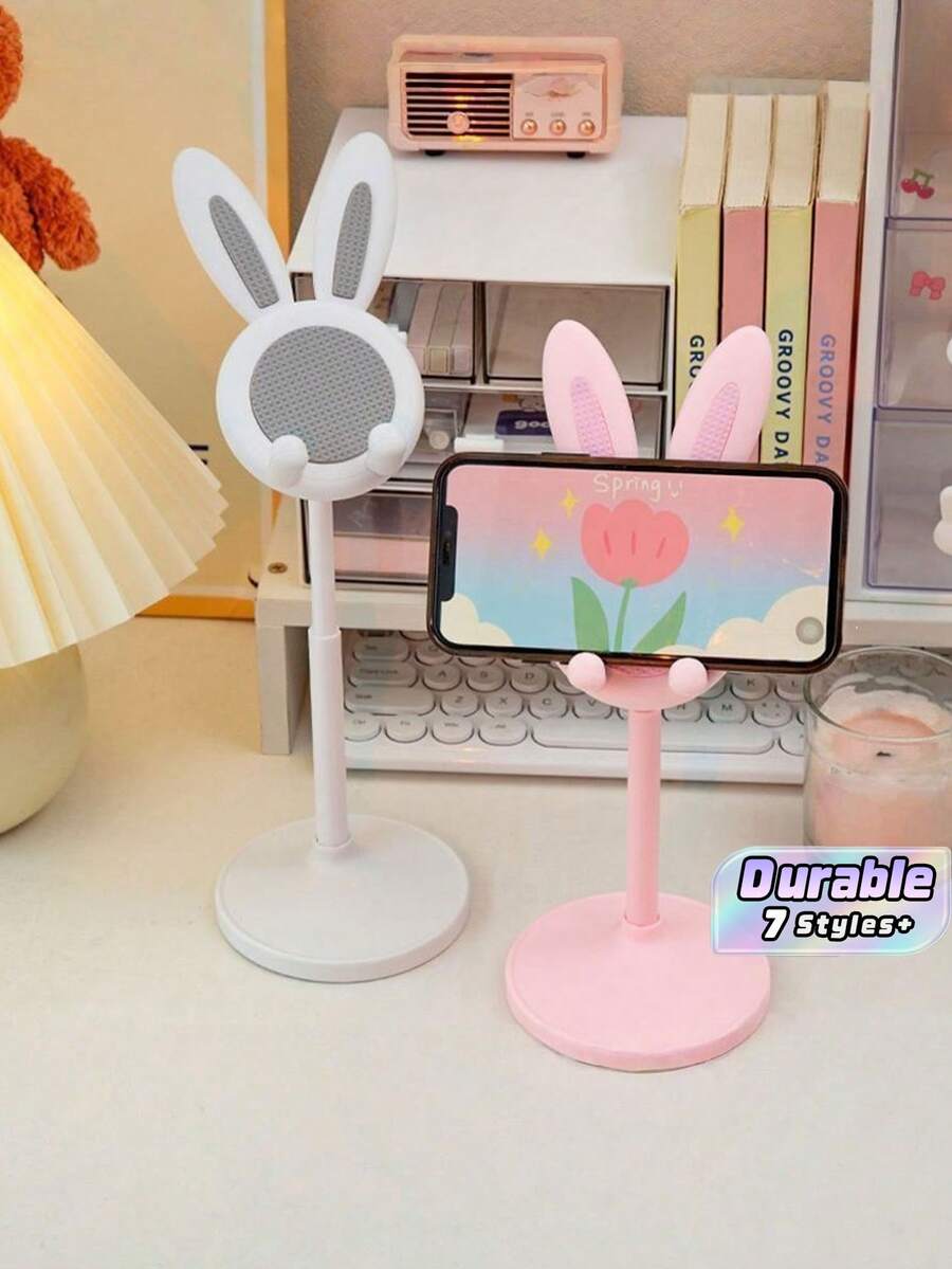 Cute Cell Phone Stand For Desk, Adjustable Bunny Phone Holder - Perfect Student Desktop Companion For Slouchy Days, Desk Accessories, Phone Holder , Valentines Wedding, Birthday Present,Mother's Day,Gift For Mom - multicolor - View 1