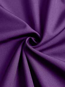 Weeklong Vestido de moda con cintura ceñida, mangas cortas fruncidas y abertura en el bajo, en unicolor, talla grande - Morado - Ver 6