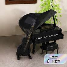 Mini Piano Guitar Gift Box Set, Realistic Piano & Guitar, Doll House Decor, Miniature Model, White & Black Mini Grand Piano Decoration - multicolor - View 1