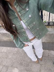 SuriyaCove Women's Casual Vintage Jacket For Autumn - Multicolor - View 1