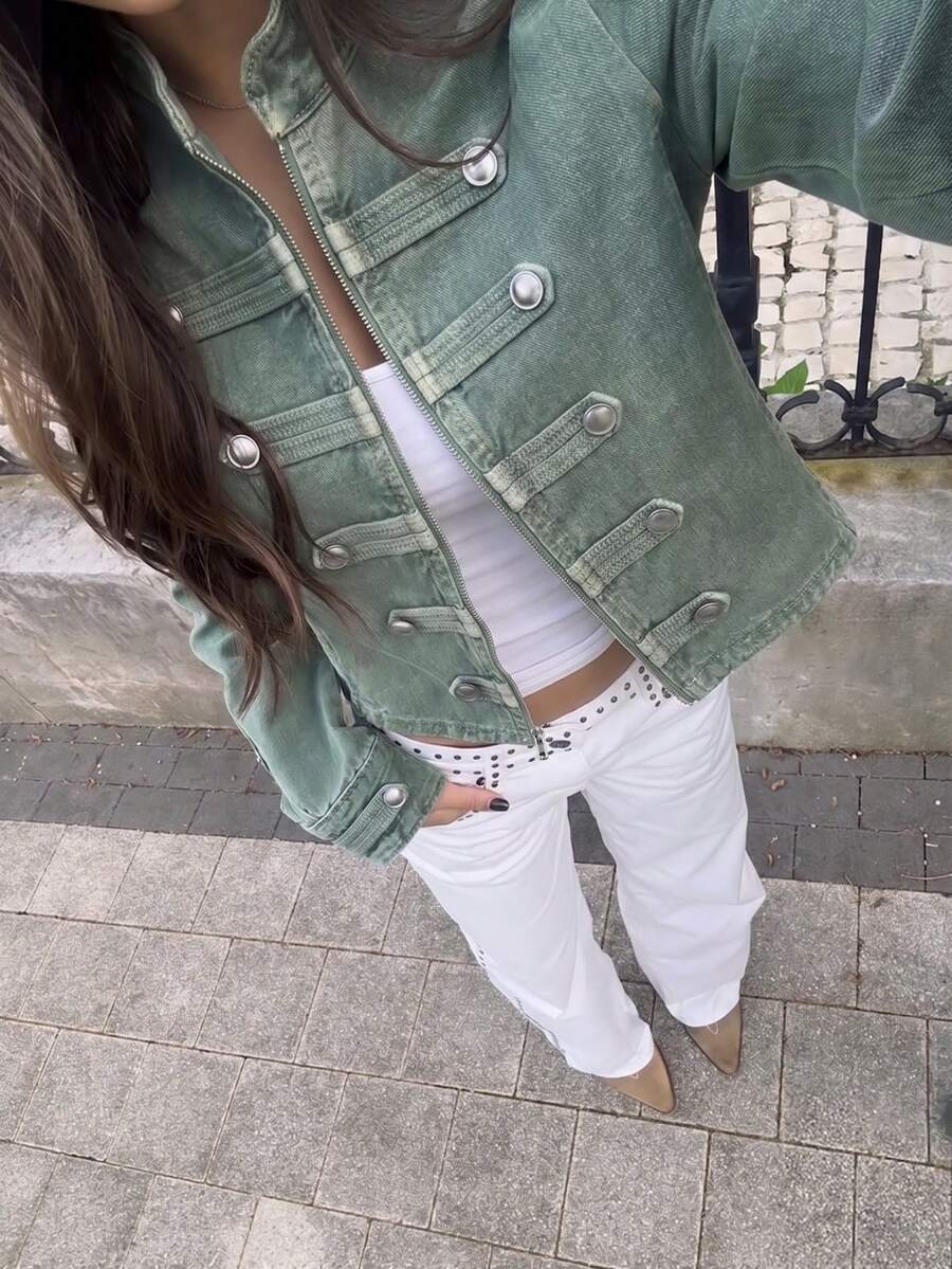 SuriyaCove Women's Casual Vintage Jacket For Autumn - Multicolor - View 1