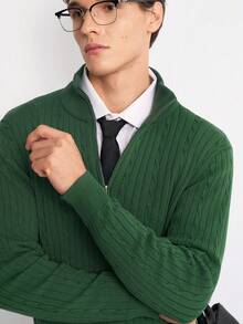Manfinity Homme 男士素色休閒百搭日常穿著針織上衣 - 綠色 - 查看 8