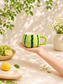 Creative Watermelon Ceramic Mug Gift Box With Lid & Straw, Cute Summer Couple Water Cup, Birthday Gift For Girls - Multicolor - View 11