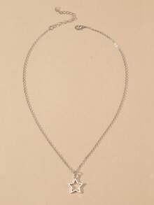 ROMWE Grunge Punk 1pc Fashion Iron Alloy Star Pendant Necklace For Women For Dating Gift - Silver - View 3