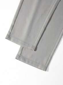 Manfinity Mode Plus Size Men's Slim Fit Pleated Straight Leg Dress Pants - Light Grey - View 5