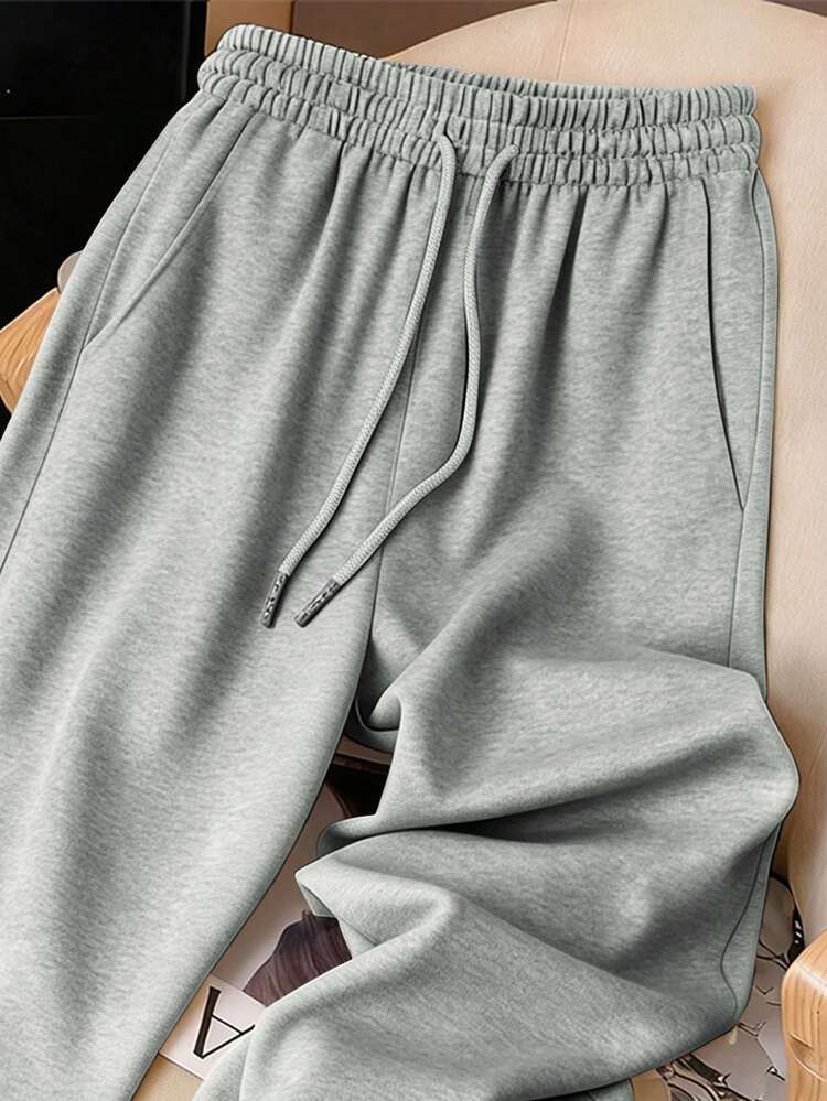 Resyla Celana Jogging Wanita Minimalis Gaya Vintage Amerika Y2K - Grey - View 3