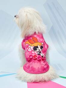 THE POWERPUFF GIRLS X PETSIN 1件可愛大眼女孩字母印花寵物背心，超柔軟親膚、透氣，讓您的貓或狗保持涼爽舒適，適合室內休息或戶外玩耍，為您的毛茸茸好友打造有趣的日常造型 - 彩色 - 查看 4