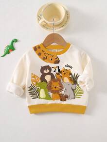 Infant Round Neck Casual Pullover Sweatshirt - Multicolor - View 3