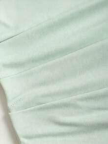 Sweetra 女款純色不對稱領褶皺優雅洋裝 - 綠色 - 查看 4