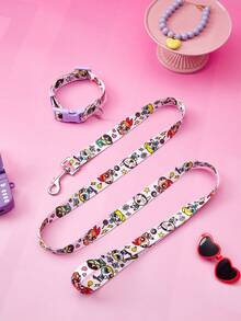 THE POWERPUFF GIRLS X PETSIN 1pc Purple Pet Dog Collar With Cute Cartoon Print, Adjustable Quick-Release Buckle, Comfortable Everyday Wear For Small And Medium Dogs - Mauve Purple - View 3