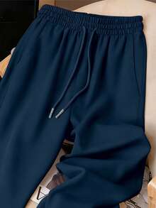 Resyla Fashionable Versatile Minimalist Solid Color Women's Sweatpants - Navy Blue - View 3