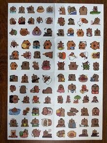 SHEIN 100pcs Cute Capybara Cartoon Stickers, Reusable PVC Stickers, Suitable For Laptop, DIY Accounting, Water Bottles, Luggage, Helmets, Spring Decorations, Asymmetrical Shapes, Applicable To Plastic, Glass, Metal, Ceramic Surfaces (Random Styles) - Multicolor - View 13
