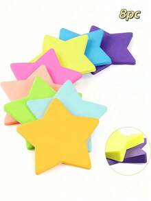 8 Pack Star Shaped Sticky Notes, 8 Bright Colors Self-Adhesive Memo Pads, 30 Sheets Per Pad Cute Star Stickers For Office School Supplies - one-size - View 7