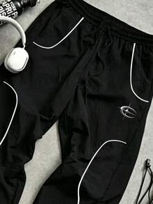 Sport MetroGents 男士拼色休閒百搭日常旅行運動長褲 - 黑色 - 查看 4