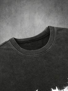 BATMAN X SHEIN Manfinity EMRG 男士圓領休閒日常穿著雪洗水色 T-shirt - 黑色 - 查看 6