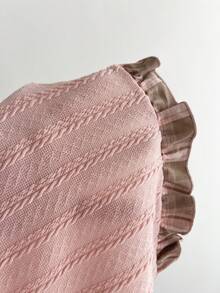 Elamini Kaos Lengan Panjang Pas Badan dengan Motif Kotak-kotak Patchwork Warna Kontras dan Pita, Cocok untuk Musim Gugur - Berwarna merah muda - View 4