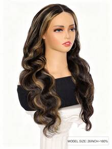 Wig Rambut Panjang Bergelombang dengan Highlight, Sudah Dipetik, Sudah Dipotong, Lace Melting Lace Front 7x5, Penutup Tanpa Lem, 100% Rambut Manusia, 9AM HAIR - SNatural/22 - View 6