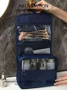 SHEIN 1件掛式化妝包－夏季旅行盥洗包，多功能化妝包，PVC多用途盥洗包，大容量盥洗包；附掛鉤（掛式設計），防水，適用於指甲油、底妝、粉餅 - 彩色 - 查看 25