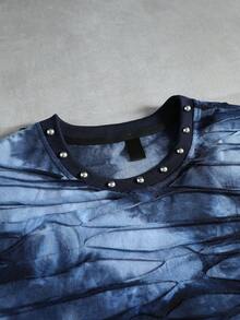 ROMWE MEN Street Life Men's Rivet Decor Distressed Loose Fit Tank Top - Blue - View 2
