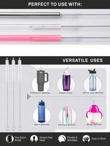 Cup Straw Cleaning Brush, Reusable Straw Cleaner,Sippy Cup, Bottle And Tube, For Kitchen & Dining Room, Outdoor, Camping Cup Accessories - Multicolor - View 7