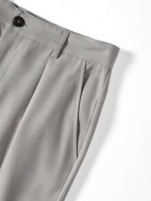 Manfinity Mode Plus Size Men's Slim Fit Pleated Straight Leg Dress Pants - Light Grey - View 4