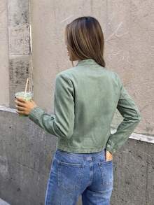 SuriyaCove Women's Casual Vintage Jacket For Autumn - Multicolor - View 2