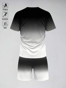 Gym Rark 男士漸層公牛印花短袖上衣休閒日常運動套裝 - 彩色 - 查看 2
