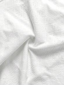 Sweetra Plus Size Elastic Waist Front Drawstring Asymmetrical Hem Skort - White - View 6