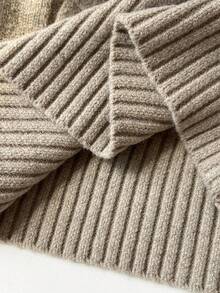 Elamini Autumn/Winter Cable Knit Pullover Sweater, Solid Color Square Neck Bow Design Women's Top, Maillard Style College Sweater - Khaki - View 6