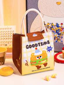 1 buah Tas Bekal Kawaii Kotak Bekal Lucu untuk Wanita Tas Bekal yang Dapat Digunakan Kembali Tas Tangan Tas Pendingin untuk Piknik dan Kerja - MultiWarna - View 16