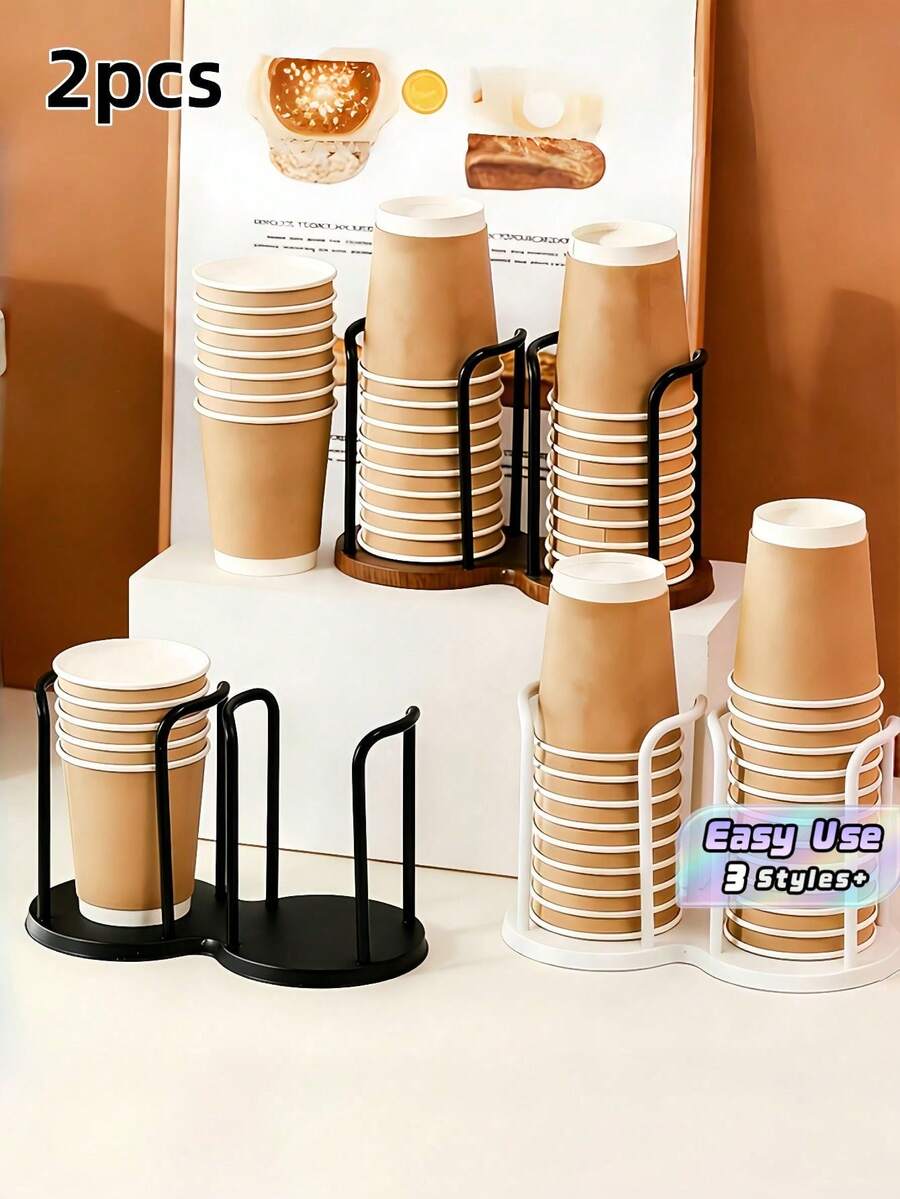 2 Packs Multi-Layer Plastic Disposable Cup Holder & Dispenser, Lightweight Compact Multipurpose Storage Organizer For Tea Coffee Cups & Keys, Suitable For Home Office Kitchen Desktop Cafe Bathroom Spa - multicolor - View 1