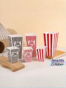 2/4/8 Popcorn Containers. Featuring A Red And White Striped Design, This Classic Retro-Style Popcorn Bucket Is Perfect For Movie Nights, Parties, And Other Occasions, Making It An Excellent Choice For Party Supplies. - Multicolor - View 1