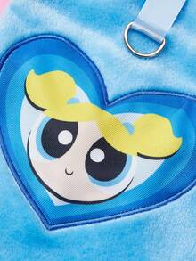 THE POWERPUFF GIRLS X PETSIN 1件刺繡黃色髮飾女孩藍色保暖無袖外套，附牽引扣，適用於貓狗，秋冬厚絨毛，適合舒適室內或寒冷戶外冬季旅行 - 藍色 - 查看 5